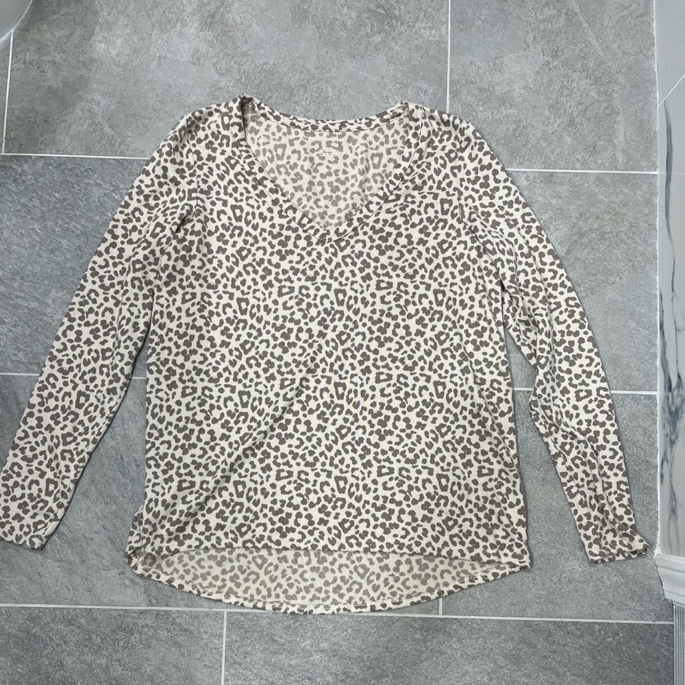American Eagle Outfitters Leopard Print Long Sleeve Top
